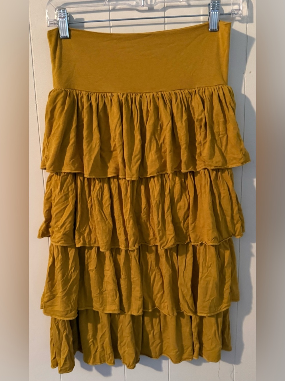 Nuggles Girls Tiered Mustard Yellow Midi Skirt - Girls 10